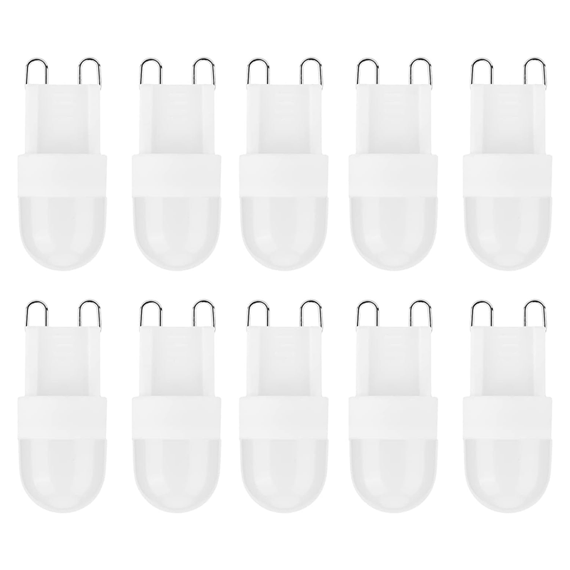 Opakowanie 10 żarówek LED G9 1,5W z dwoma bolcami do domu, sypialni, żyrandoli, lamp sufitowych i kinkietów (220 V).