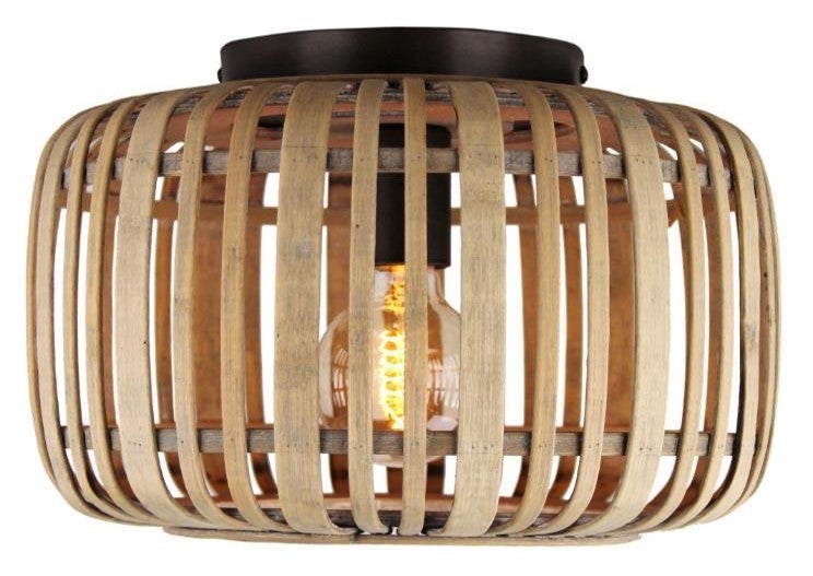 Brilliant lampa sufitowa Mazzaro 48,5cm czarny metal/czarny bambus 40 W LED zintegrowana