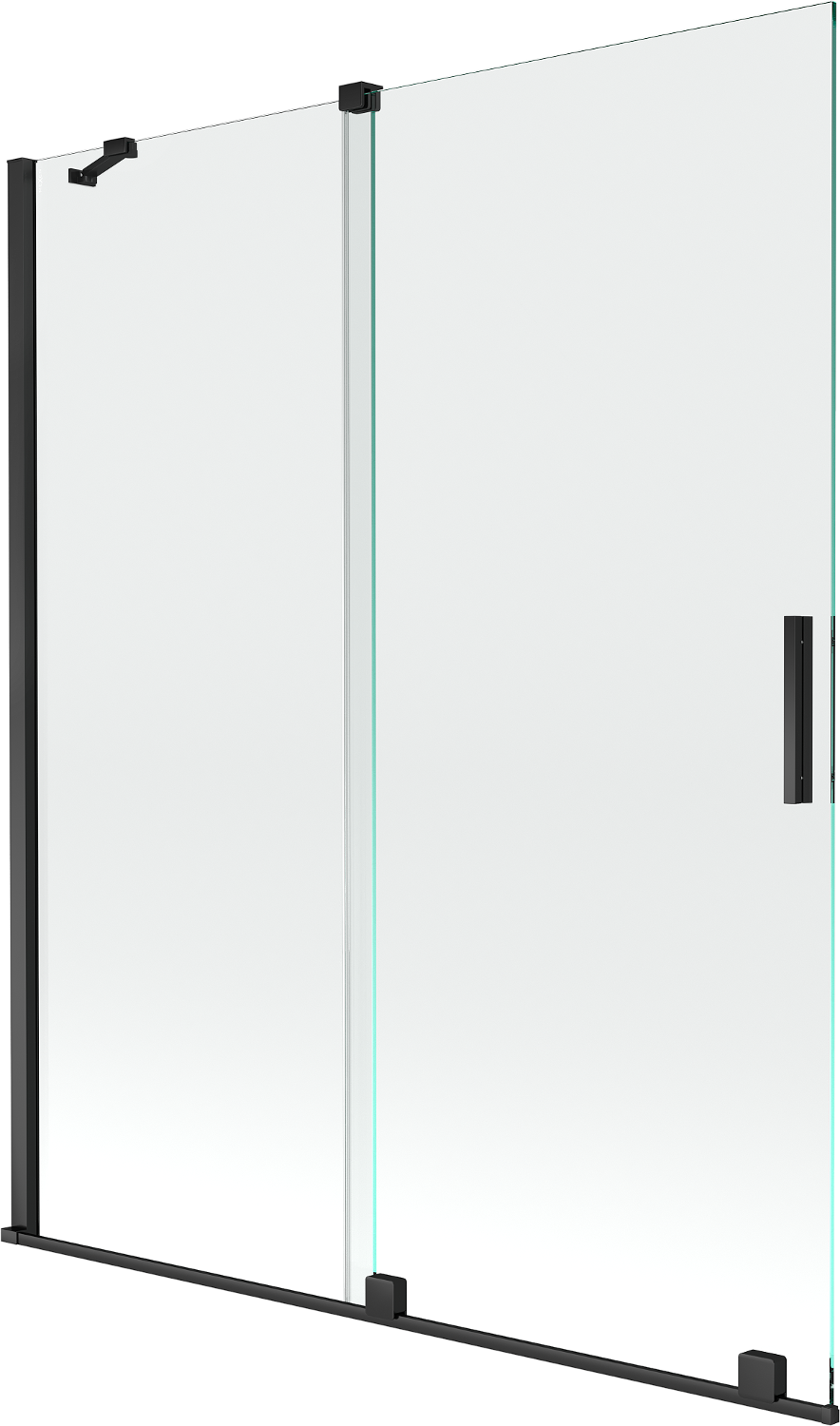 Mexen Velar parawan nawannowy 2-skrzydłowy rozsuwany 140 x 150 cm, transparent, czarny - 896-140-000-01-70
