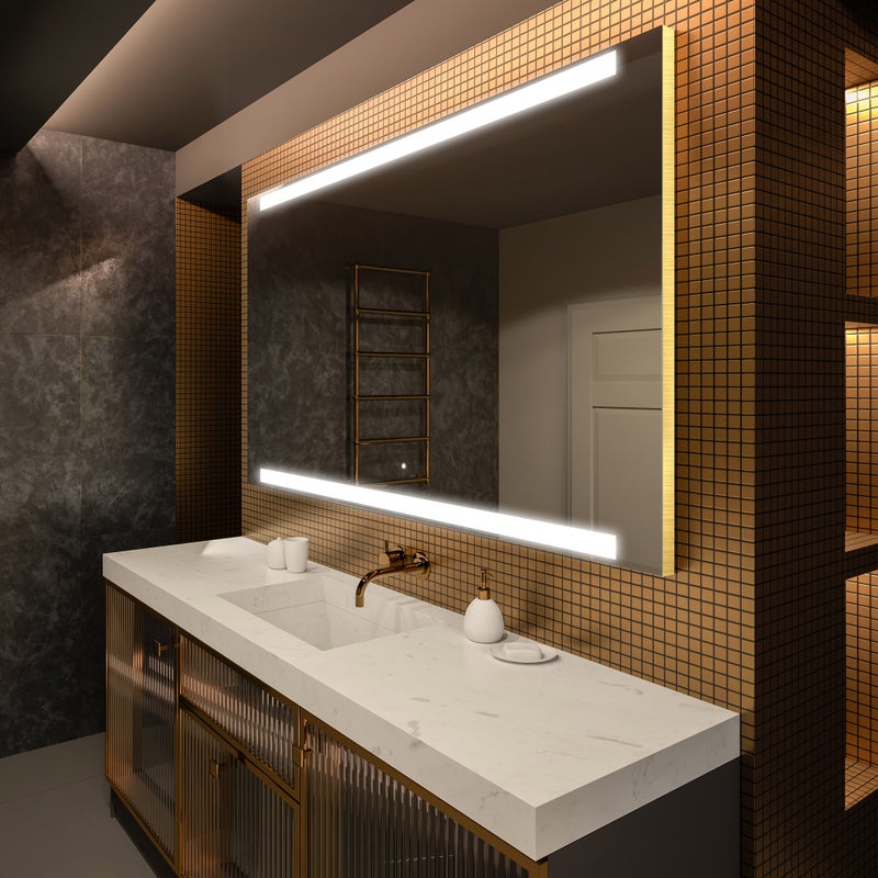 Lustro Premium z podświetleniem LED Łazienka (70x100cm) Podświetlane lustro LED z podświetleniem dotykowym