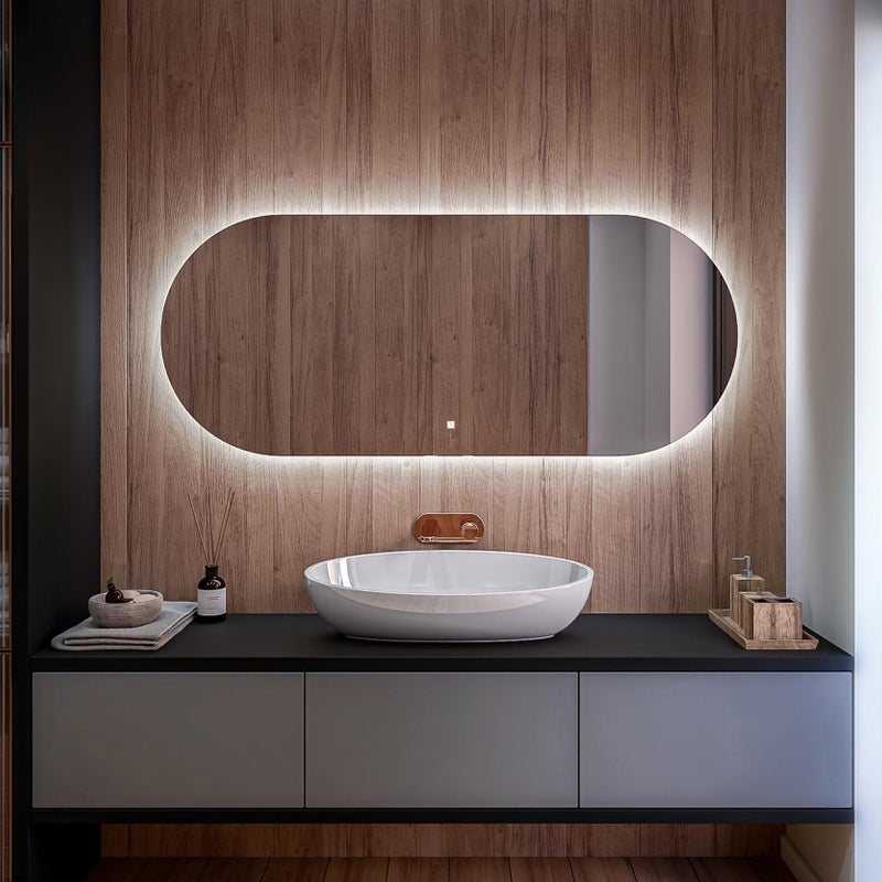 Lustro z podświetleniem LED do łazienki (140x60 cm) Lustro z podświetleniem LED (TST107) Przełącznik dotykowy
