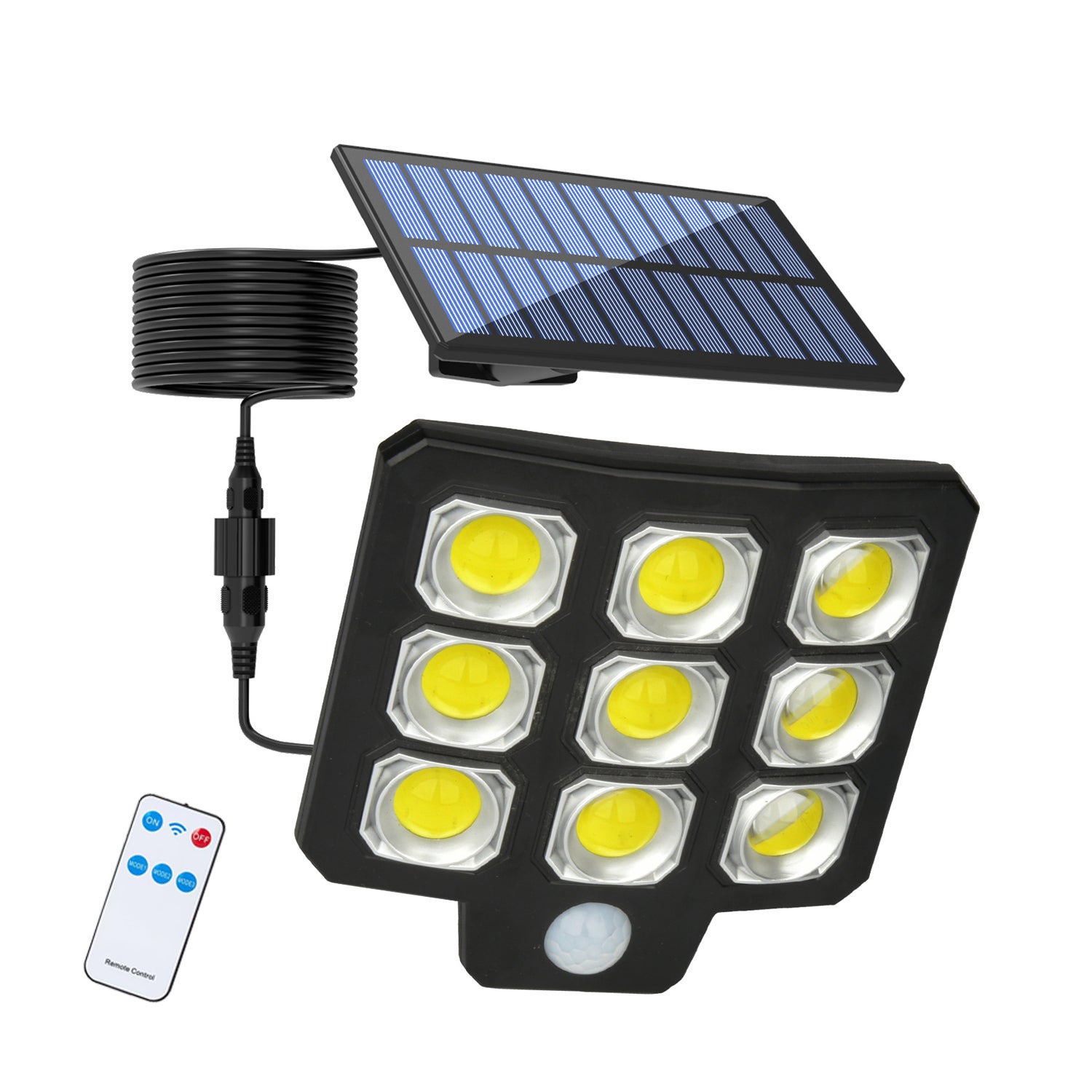 Lampa solarna z 3 trybami i czujnikiem ruchu, kinkiet 63 COB do ogrodu, na patio, do garażu