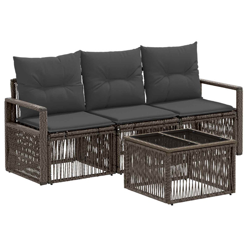 Zestaw Sof na Ogród 4 pcs Szary polirattan vidaXL