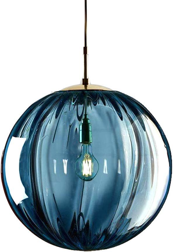 Lampa wisząca w kształcie szklanej kuli, regulowana lampa stołowa do jadalni, lampa wisząca w stylu industrialnym, E27, Ø20 cm, niebieska