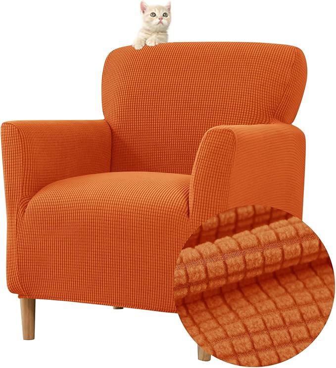 Rozciągliwy Pokrowiec Fotel osobowy Żakardowy Pokrowiec Nadający Się Prania Fotel Klubowy Chesterfield Ochraniacz Salonu Sofa Tub Chair Pomarańczowy