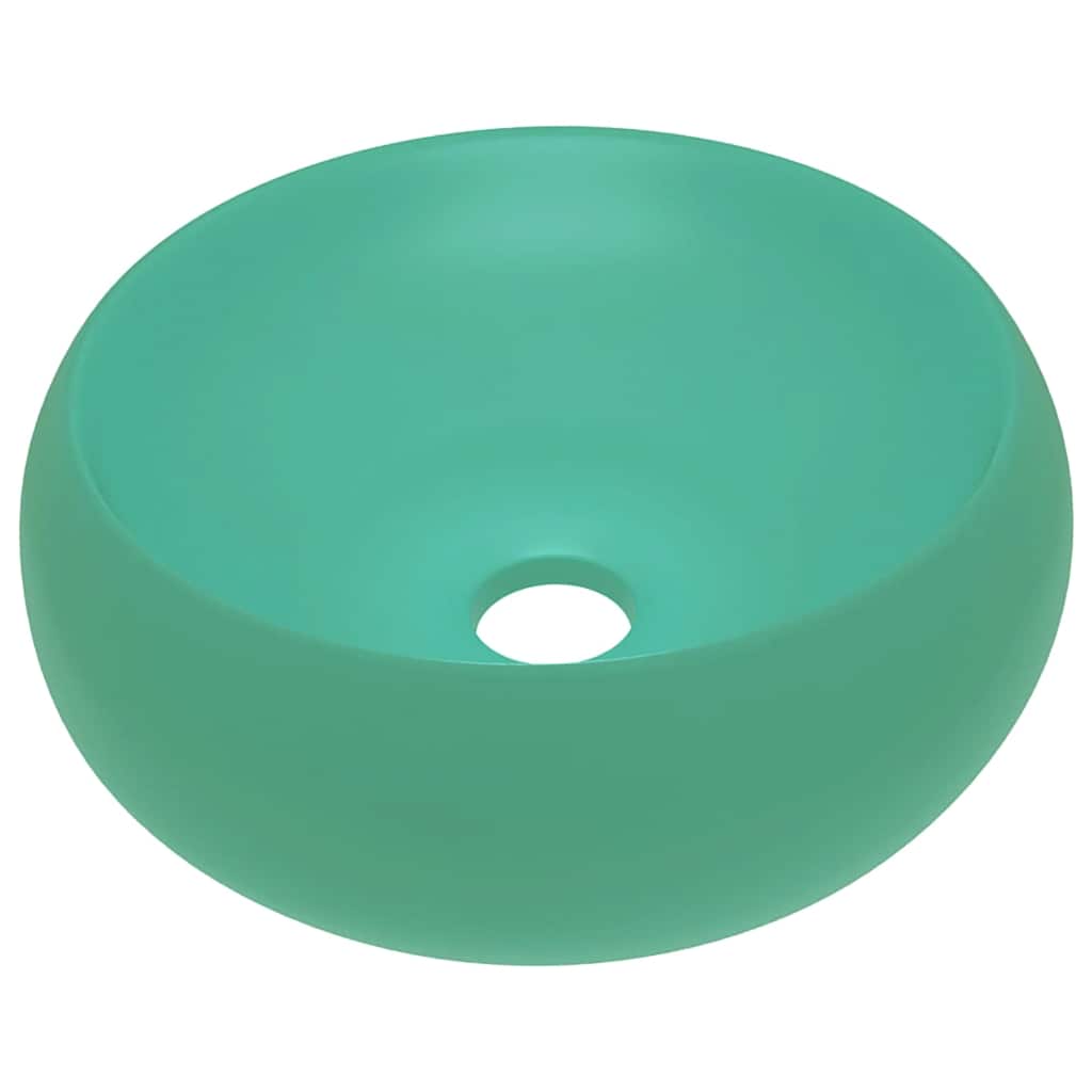 Umywalka Nablatowa Ceramiczna Okrągła Zielona do Łazienki 40 cm