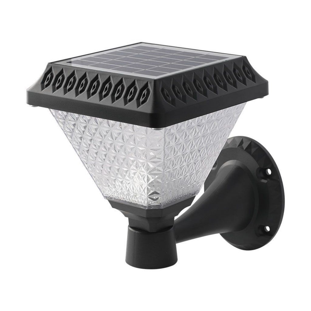 Kinkiet solarny LED w kształcie piramidy o mocy 0,8 W z pilotem, czarny, 3 w 1, IP44