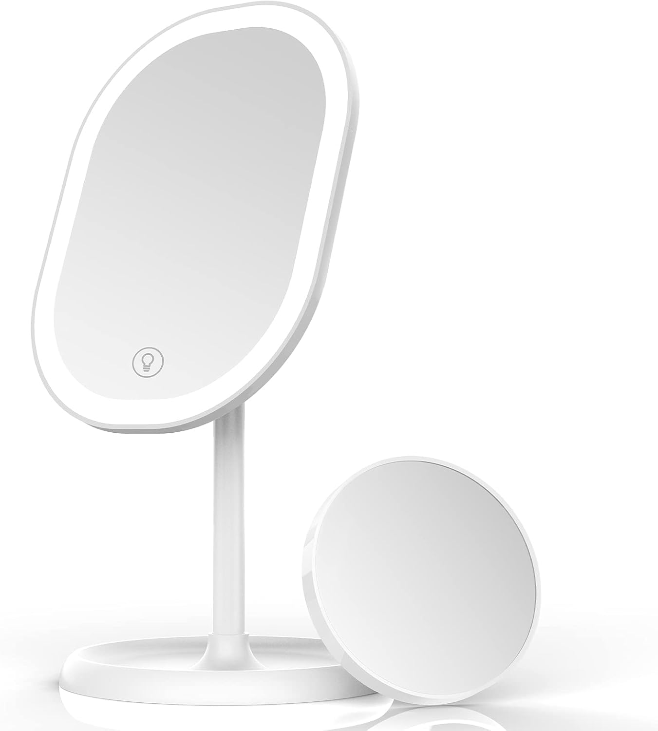 Lustro LED do makijażu, odłączane, inteligentna regulacja światła i ładowanie przez USB, składane lustro stołowe 180°, idealny prezent dla przyjaciela