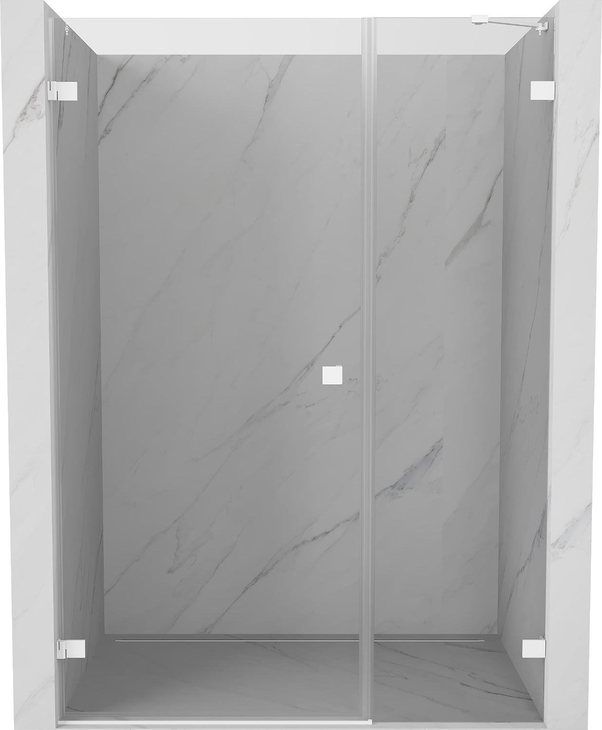 Mexen Lunar-B drzwi prysznicowe uchylne lewe 125 cm, transparent, białe - 832S-125-050-20-00-L