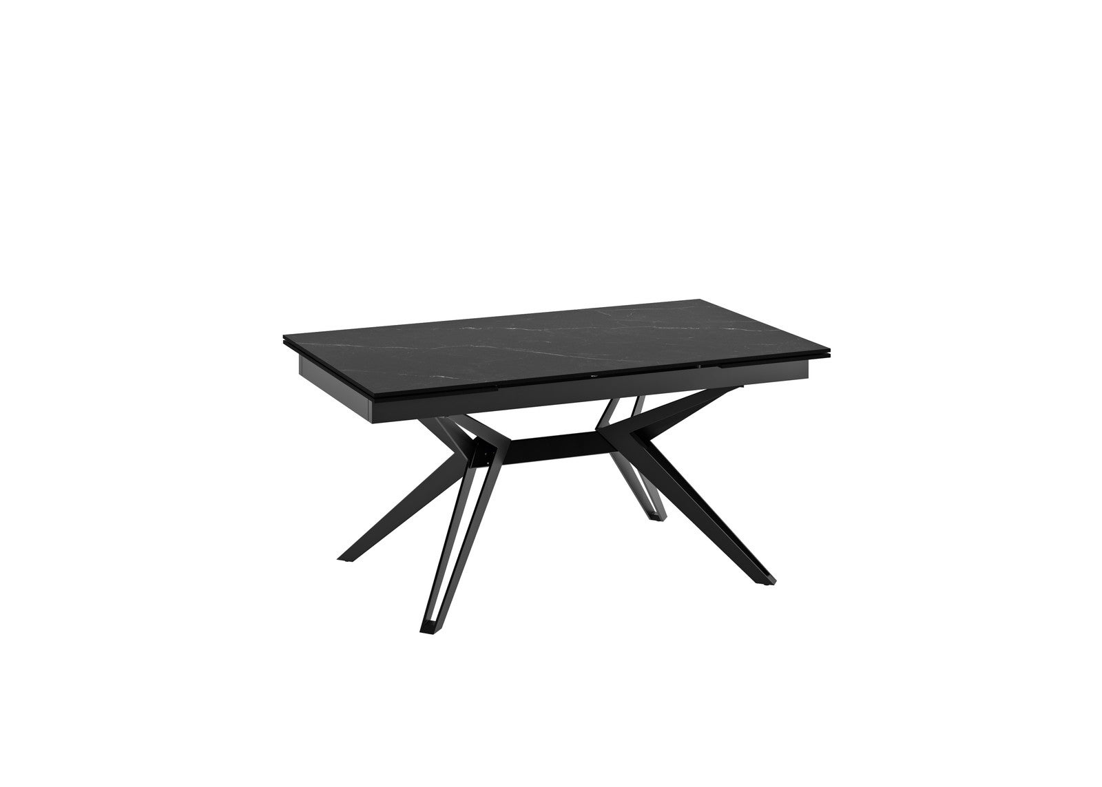 Table extensible noir mat 90 cm x 160-240 cm H. 76 cm