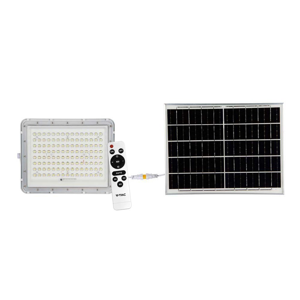 Reflektor LED z pilotem i panelem słonecznym, 20 W, wymienna bateria, kabel 3 m, kolor biały 6400 K