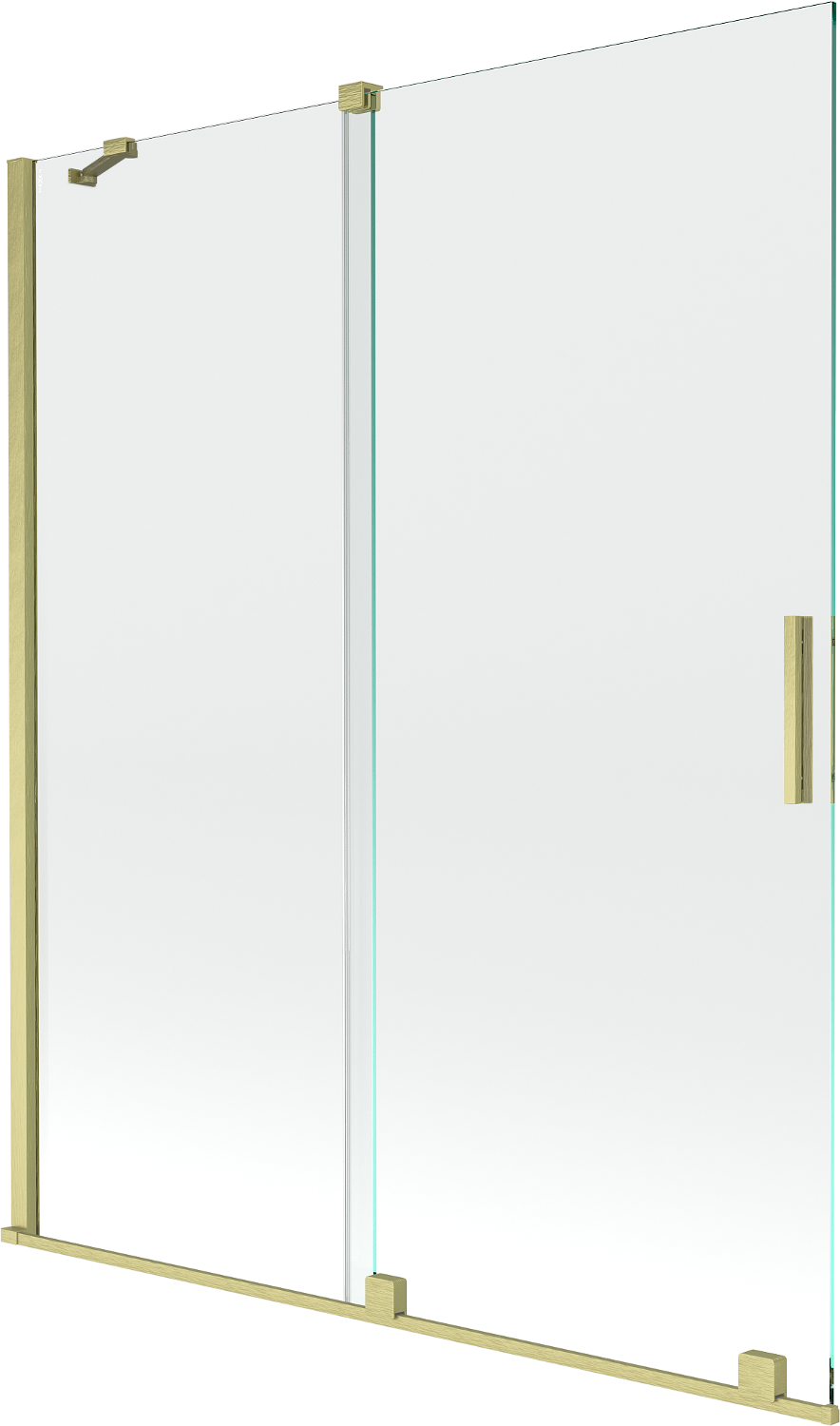 Mexen Velar parawan nawannowy 2-skrzydłowy rozsuwany 140 x 150 cm, transparent, złoty szczotkowany - 896-140-000-01-55