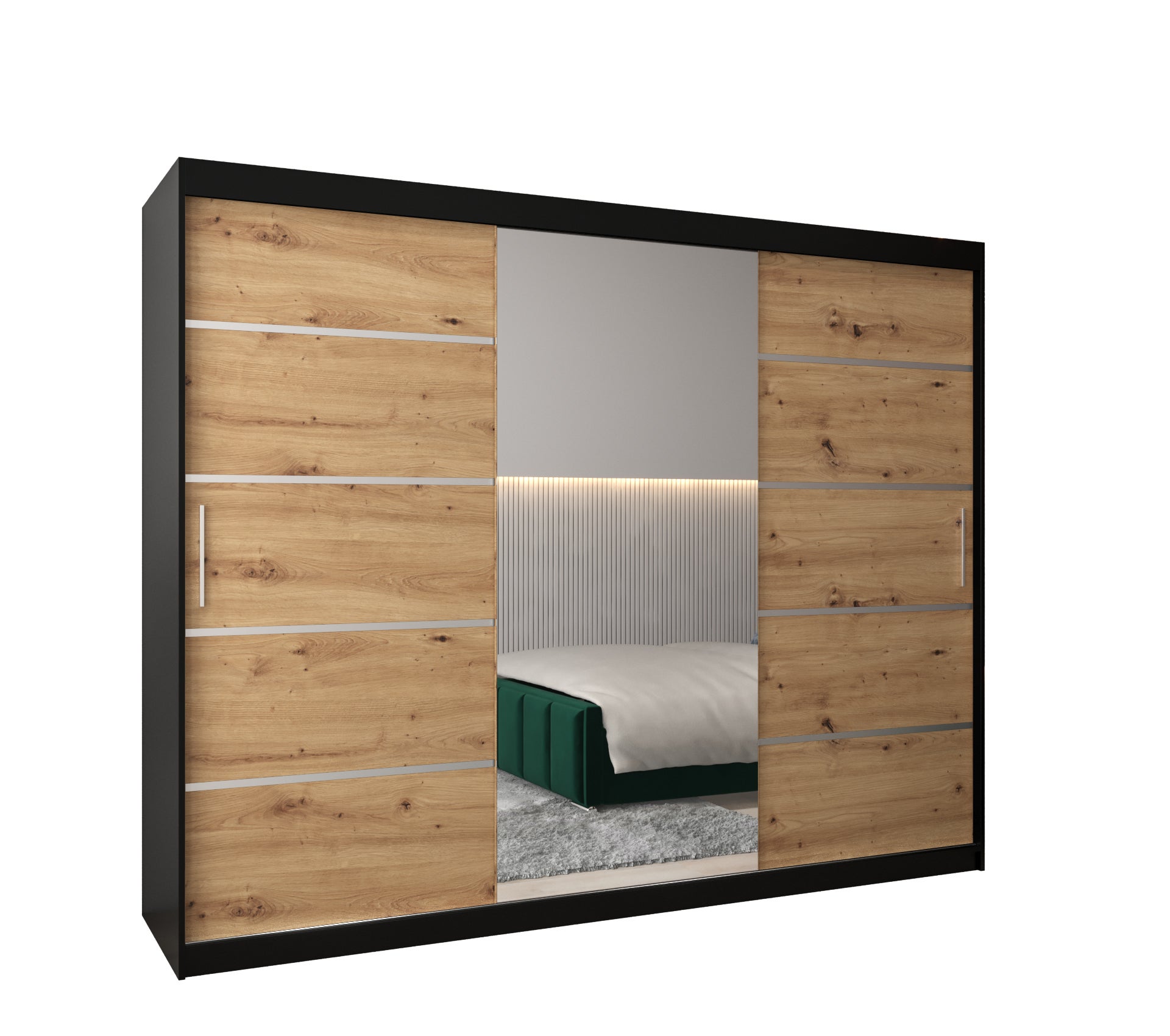 Szafa przesuwna garderoba Verona 2 250 x 62 x 200 cm Czarny + Artisan - Abiks Meble