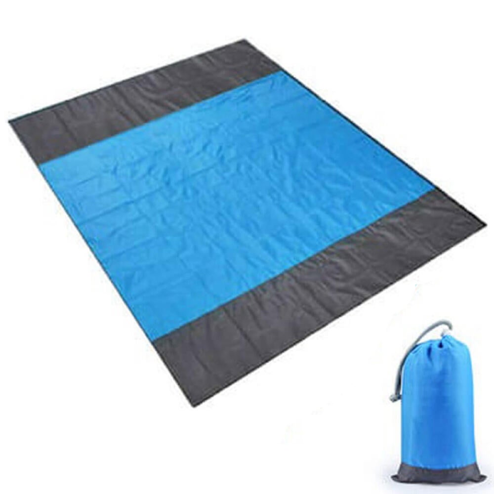 Koc plażowy, przenośna mata piknikowa, odpowiednia na plażę, kemping, piesze wycieczki, piknik, niebieski (200*140 cm).