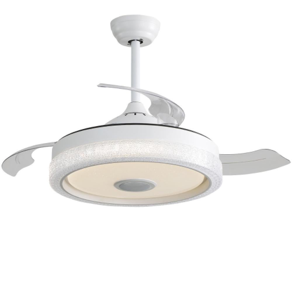 42-calowy wentylator sufitowy z oświetleniem LED 32 W (RGB, 3 temperatury), silnikiem prądu stałego, pilotem, funkcją timera i zmianą kierunku