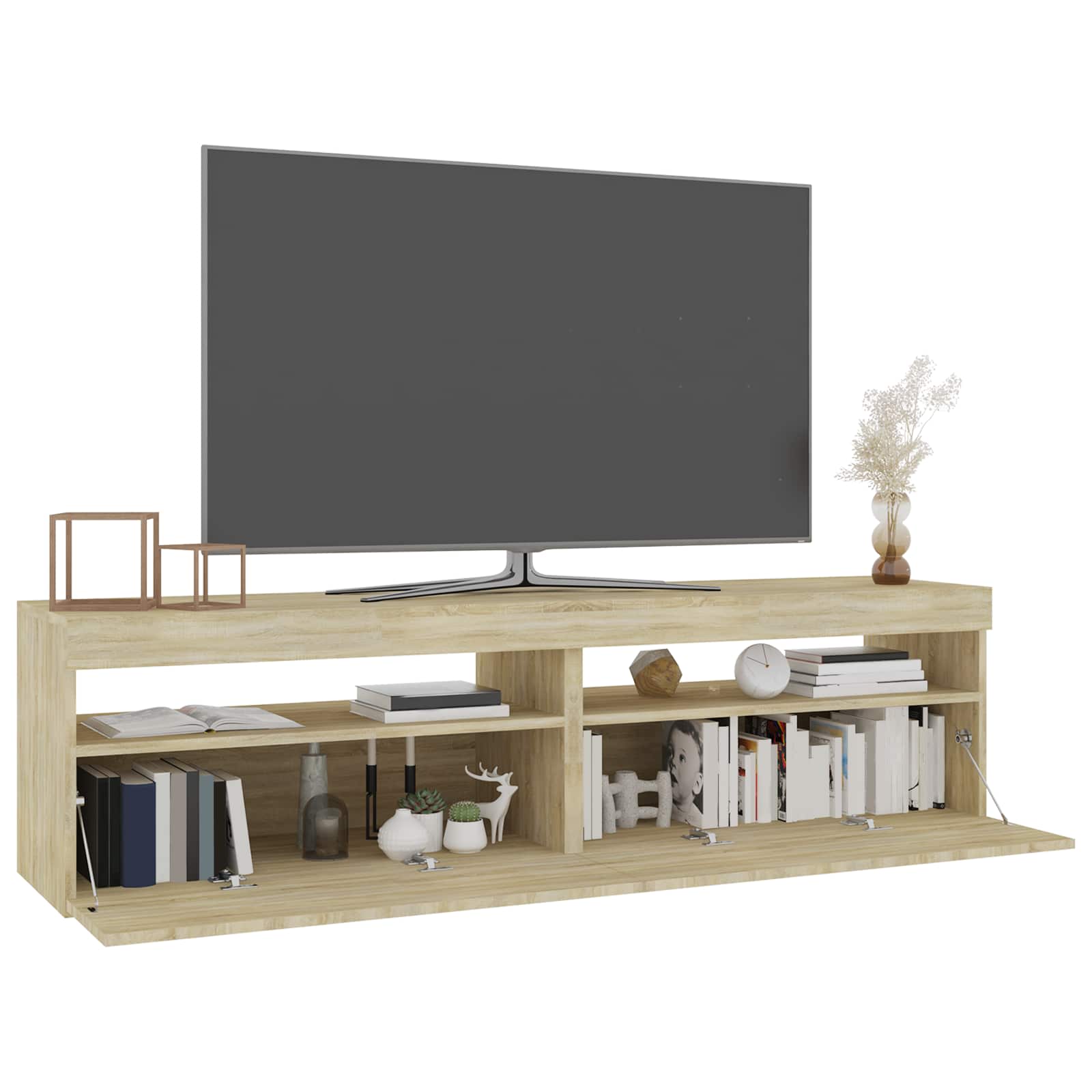 Szafki pod TV z LED, 2 szt., dąb sonoma, 75x35x40 cm