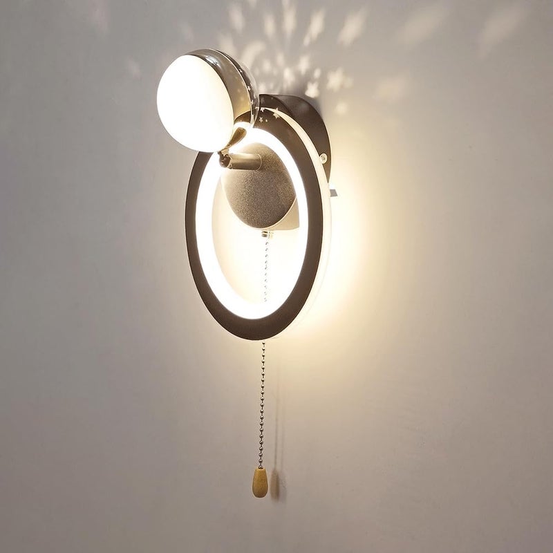 Czarna metalowa lampa ścienna z gwiaździstym akrylowym kloszem, nowoczesna lampa ścienna LED 11 W, lampka nocna, lampa ścienna do korytarza