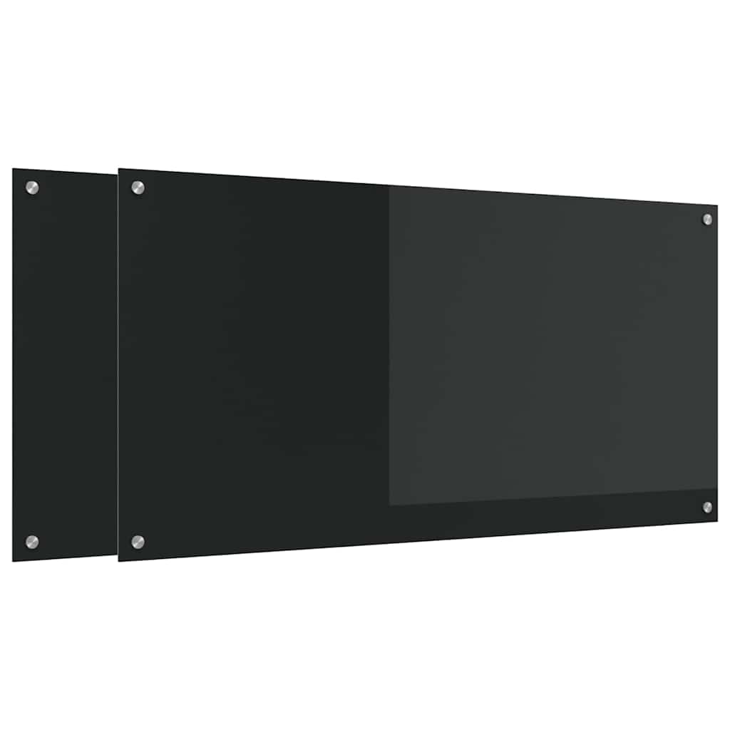 2x Panel Szklany do Kuchni Czarny Hartowany Odporny na Ciepło