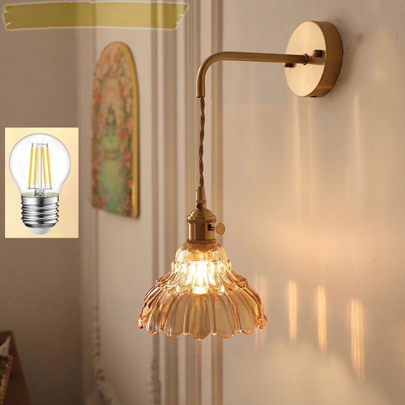 Kinkiet nordycki retro, nowoczesna lampa ścienna, ciepłe światło odpowiednie do salonu, sypialni, bursztynowy (z żarówką)