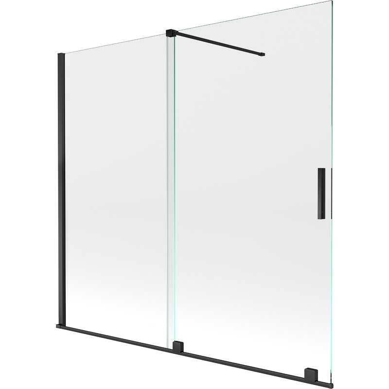 Mexen Velar parawan nawannowy 2-skrzydłowy rozsuwany 170 x 150 cm, transparent, czarny - 896-170-000-01-70