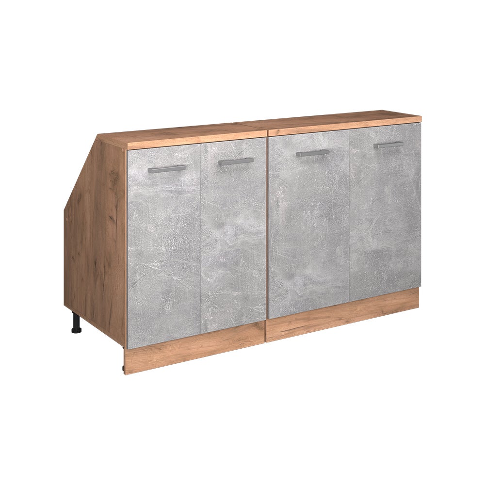 Vicco Zestaw szafek na dach skośny Rion, Beton, 140 cm Zestaw 2 korpusów szafy głębokość 60 cm