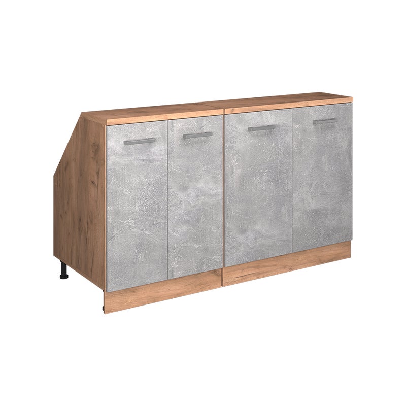 Vicco Zestaw szafek na dach skośny Rion, Beton, 140 cm Zestaw 2 korpusów szafy głębokość 60 cm