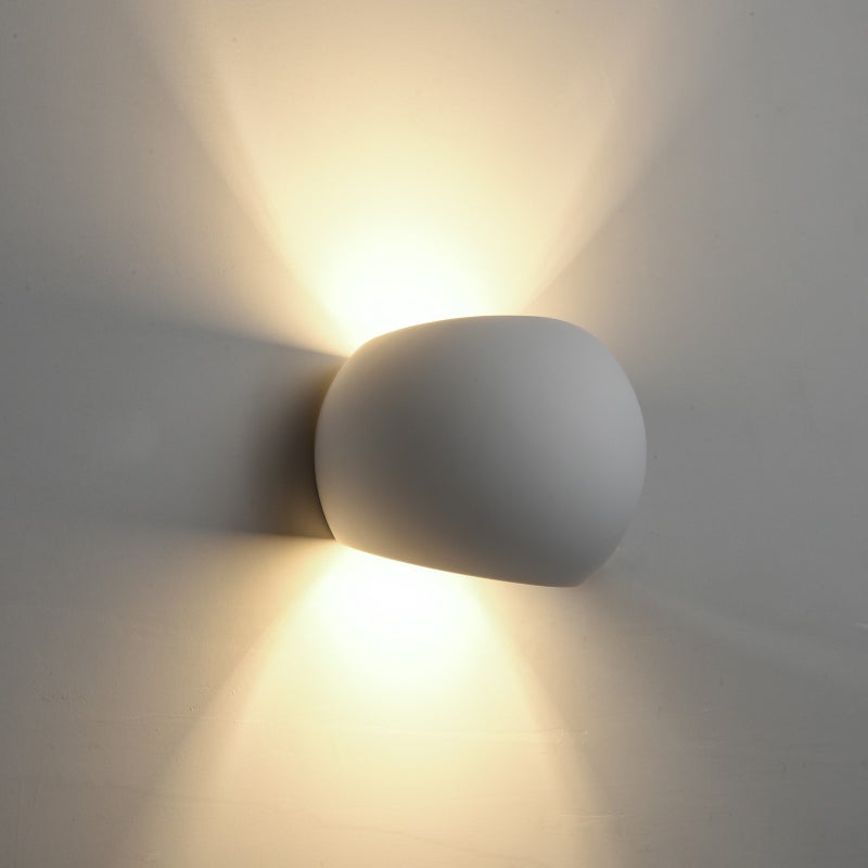 Nowoczesna, minimalistyczna gipsowa lampa ścienna — Minimalistyczna oprawa do przedpokoju, korytarza i sypialni (LED G9 7 W, ciepła biel 3000 K)
