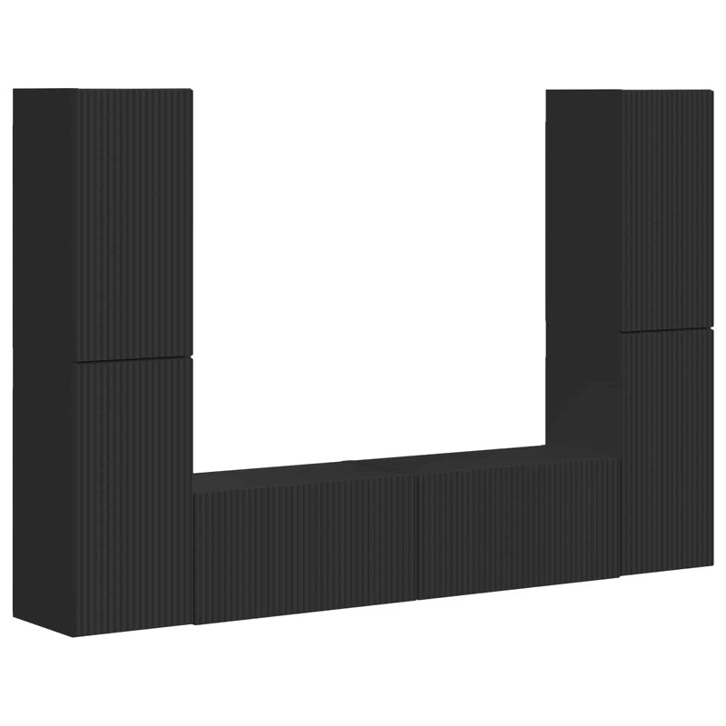 Zestaw szafek RTV 6 pcs Czarny Materiał drewnopochodny