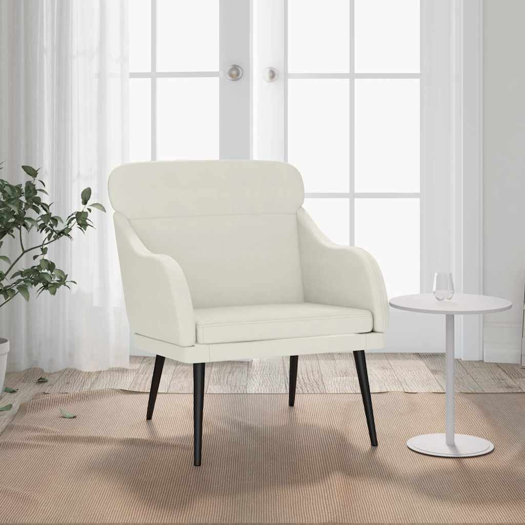 Fotel, kremowy, 63x76x80 cm, obity aksamitem vidaXL