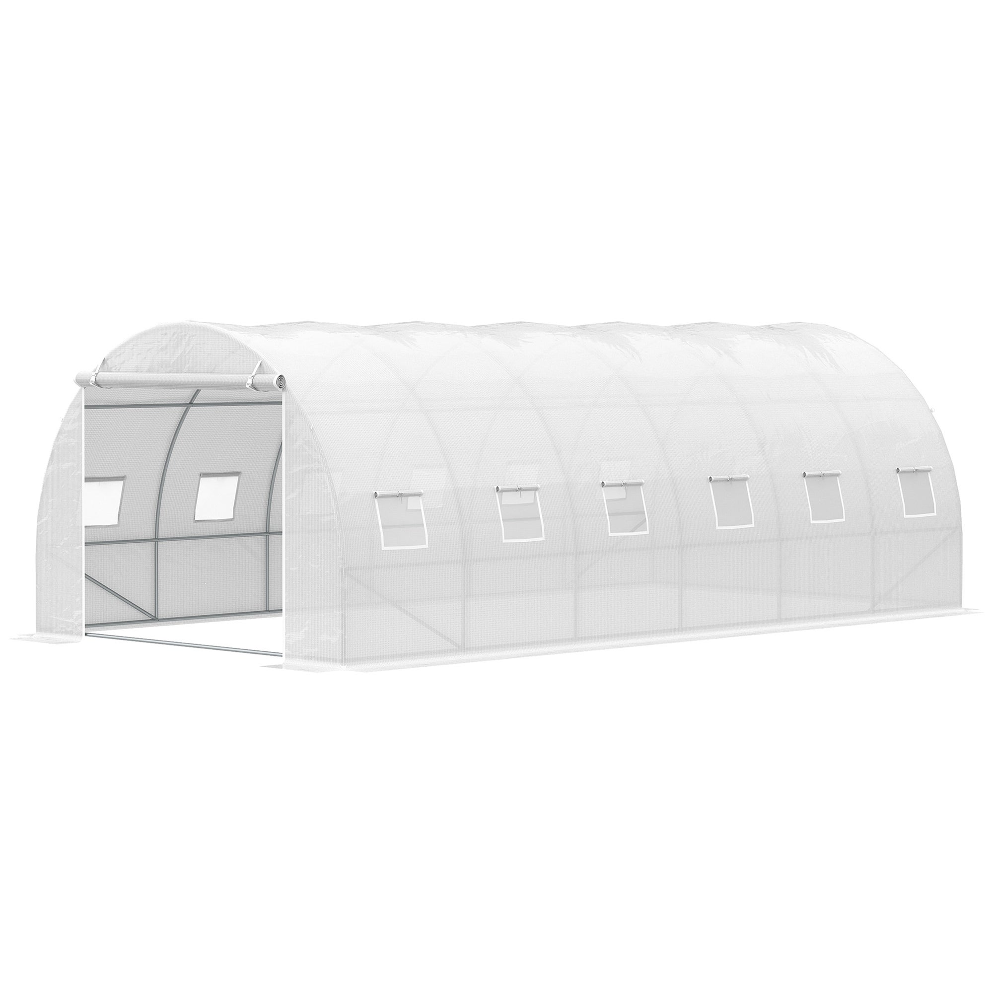 Szklarnia tunelowa 6x3x2m z bramą rolowaną, 12 okien, pokrycie PE 140 g/m², rama metalowa biała