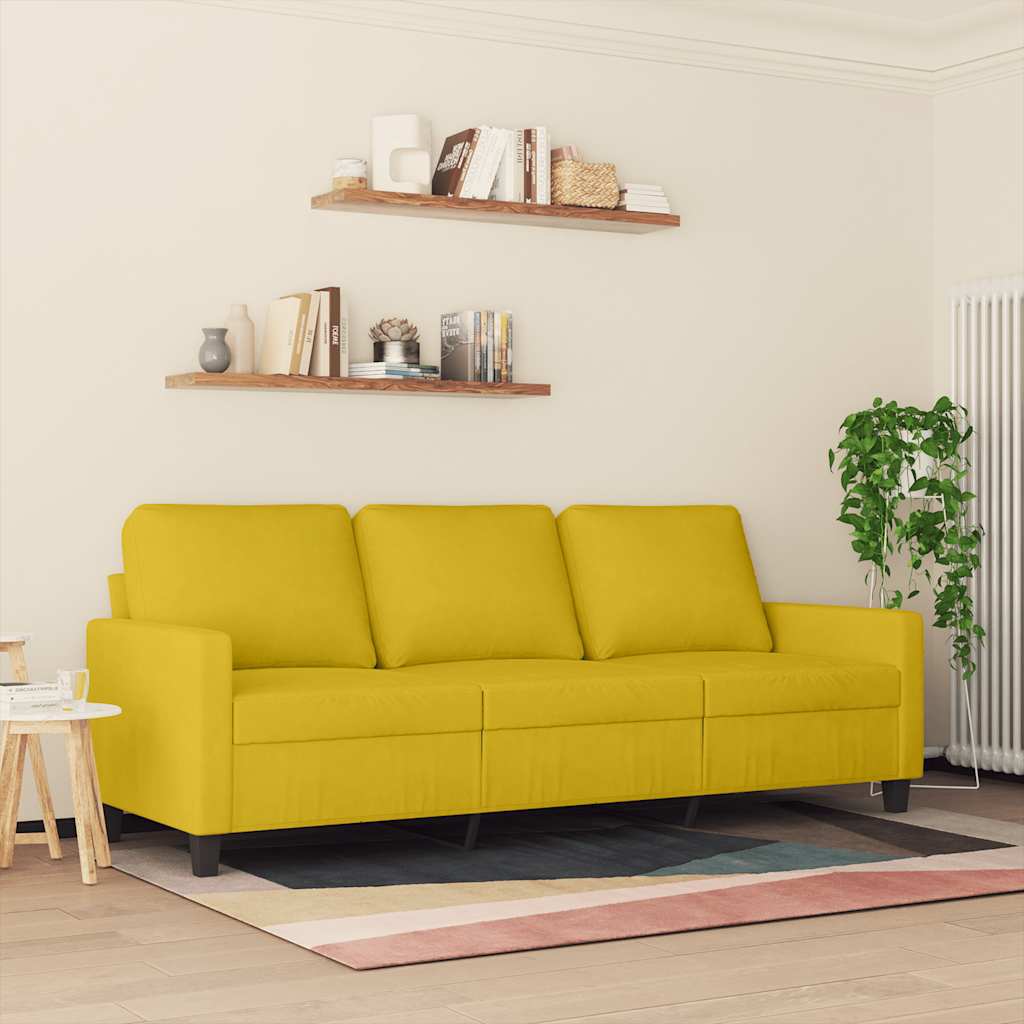 Sofa 3-osobowa, żółty, 180 cm, tapicerowana aksamitem