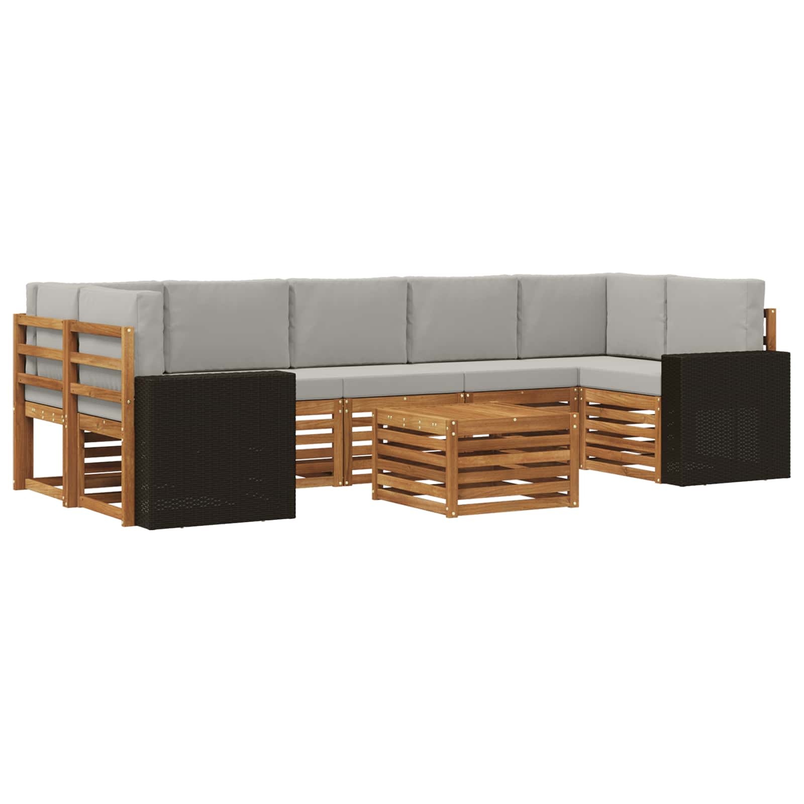Zestaw sof na zewnątrz z poduszką 8 pcs Naturalny i jasnoszary