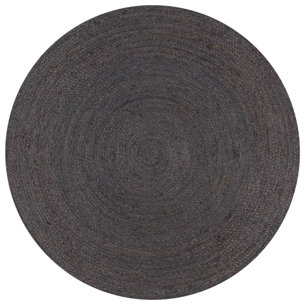 Ręcznie wykonany dywan z juty, okrągły, 120 cm, ciemnoszary