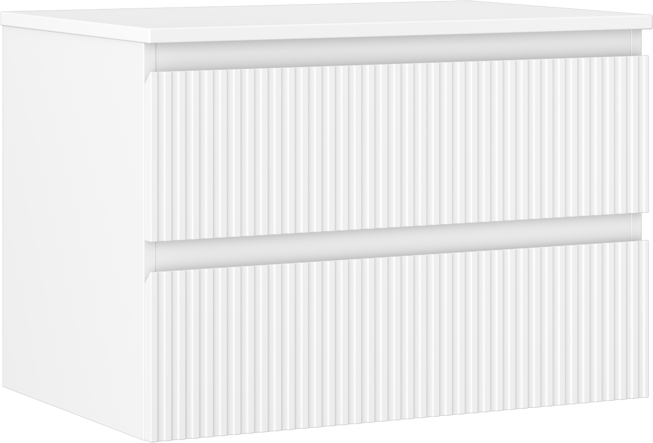 Mexen Rivel szafka łazienkowa podumywalkowa 70 cm z blatem, 2 szuflady, ryflowana , biała mat - 91A20-07047-2-BFFC01
