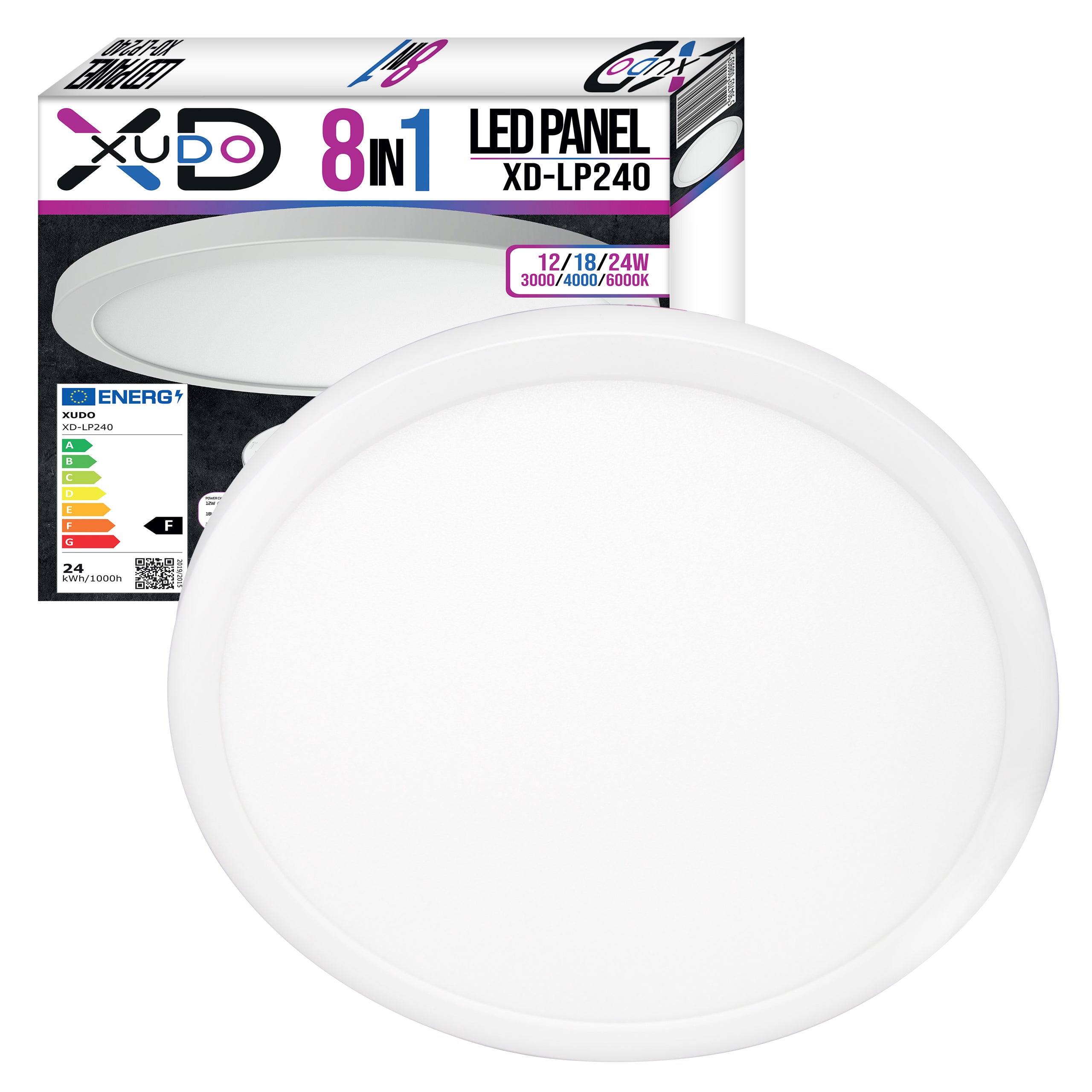 Plafon sufitowy LED 24W 30cm IP20 3000-6000K regulacja 8in1 lampa plafon biały XUDO