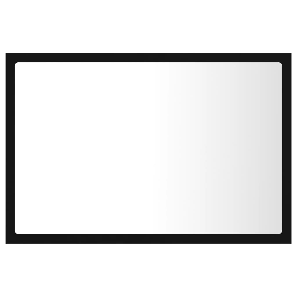Lustro łazienkowe z LED, czarne, 60x8,5x37 cm, akryl