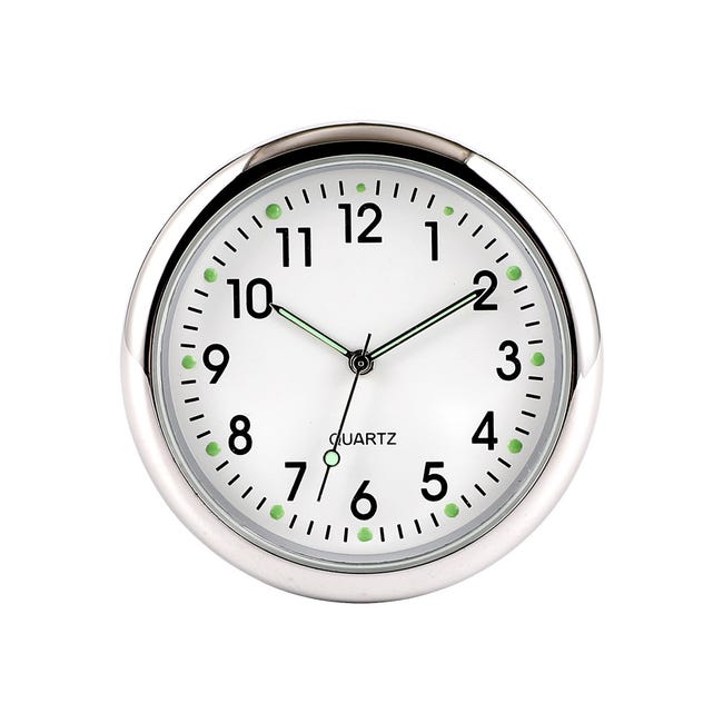 Okrągły biały zegar samochodowy, świecąca naklejka na deskę rozdzielczą, kwarcowy zegar samochodowy, odpowiedni do wszystkich samochodów (40*40mm)