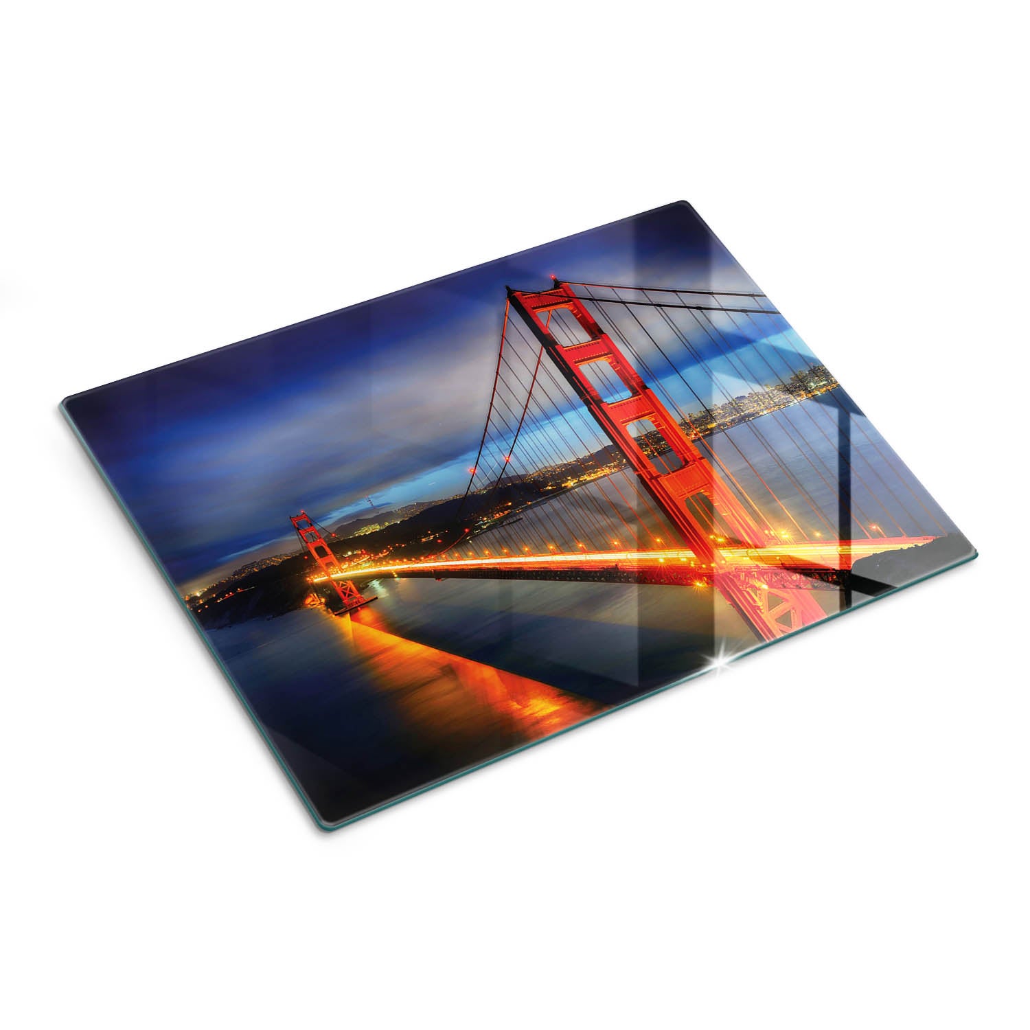 Deska do krojenia ze szkła hartowanego z grafiką - Golden Gate Most - 30x40 - Tulup