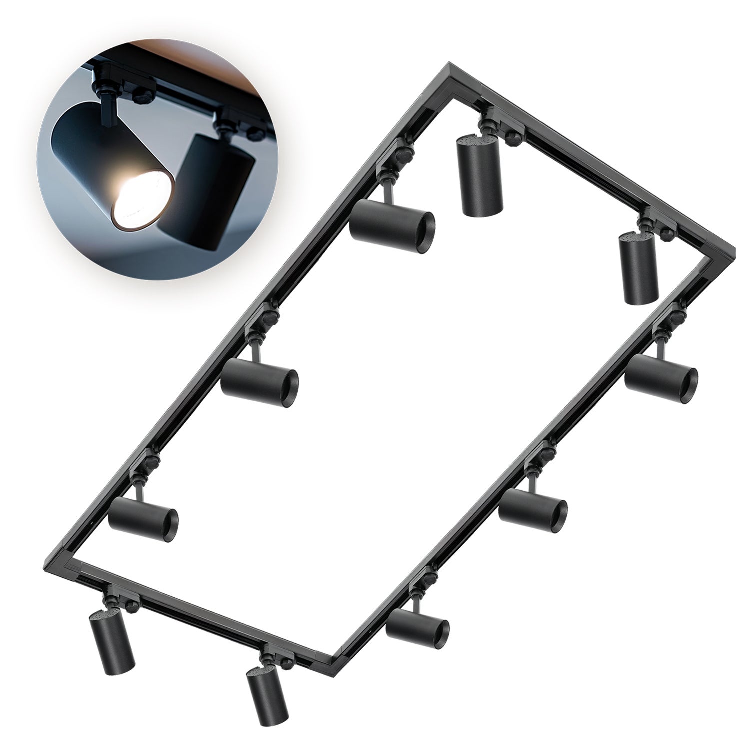 Zestaw szynowy 3 fazowy Kobi 2x2m+2x1m, 4x łącznik L, 10x Lampa 1kpl.