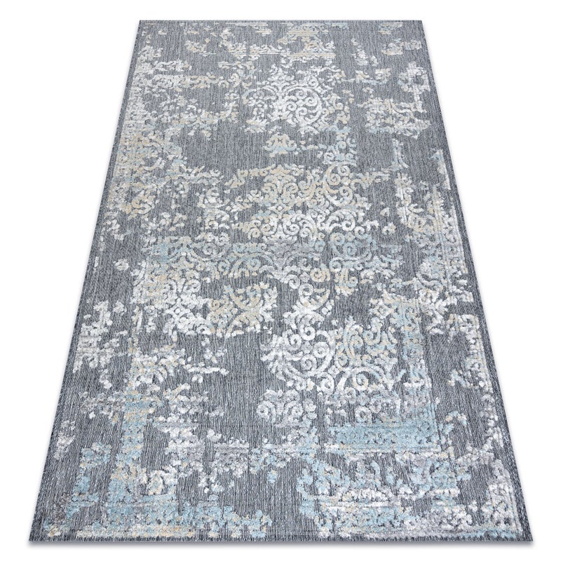 Dywan Strukturalny SOLE D3812 Ornament - płasko tkany szary / beż 200x290 cm