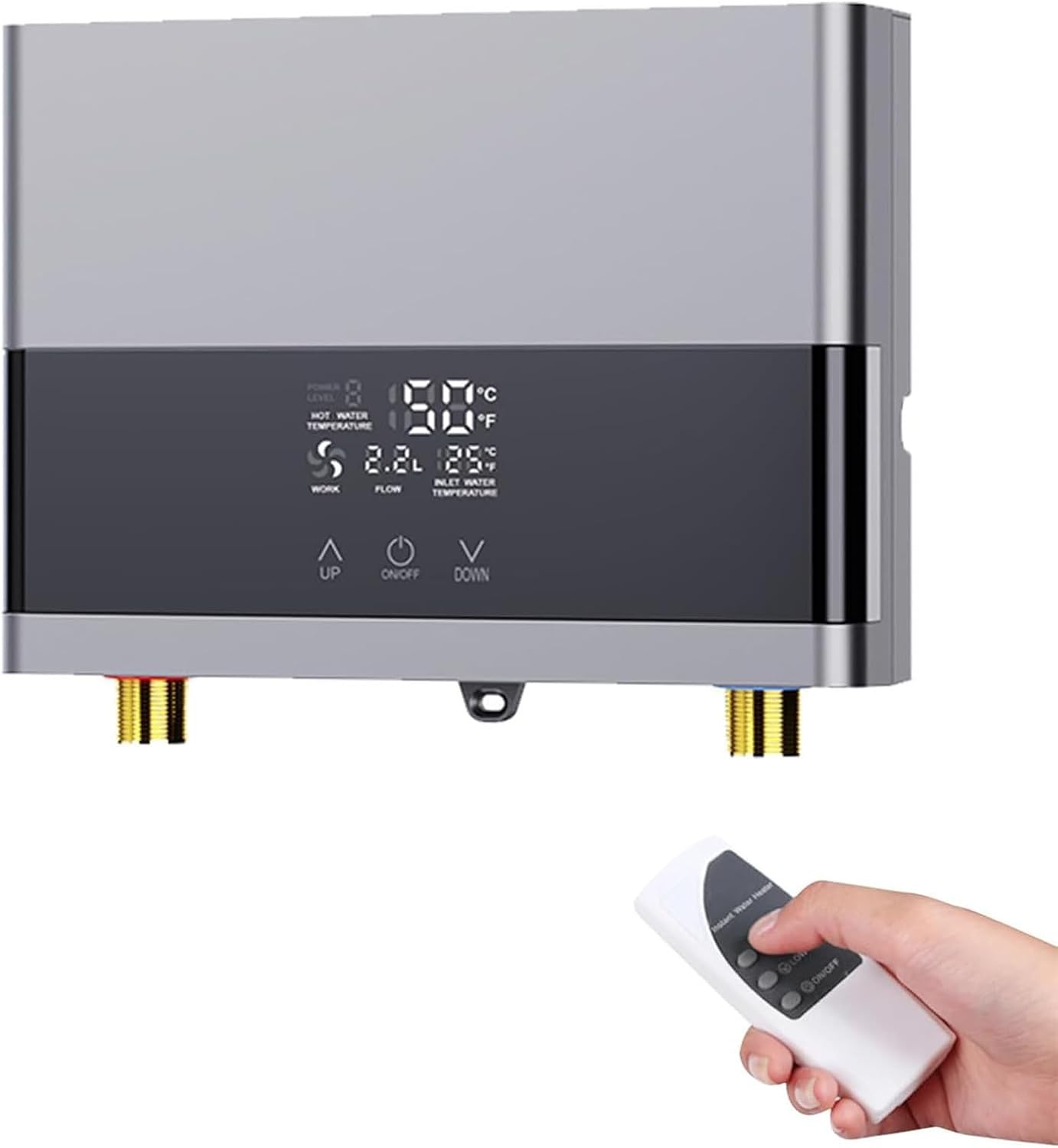 Podgrzewacz wody elektryczny, mini przepływowy podgrzewacz wody o stałej temperaturze i zmiennej częstotliwości, wyświetlacz temperatury LCD / z pilot