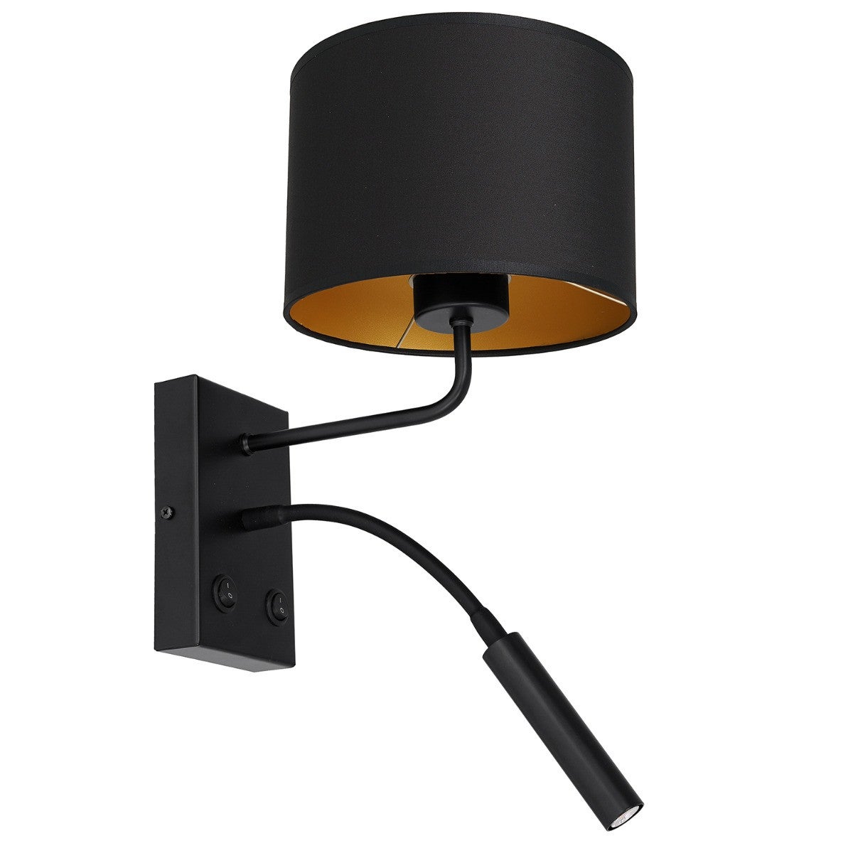 Kinkiet hotelowy Arden czarno-złoty 2xE27x15W tkanina wym:38x18x26cm IP20 Luminex
