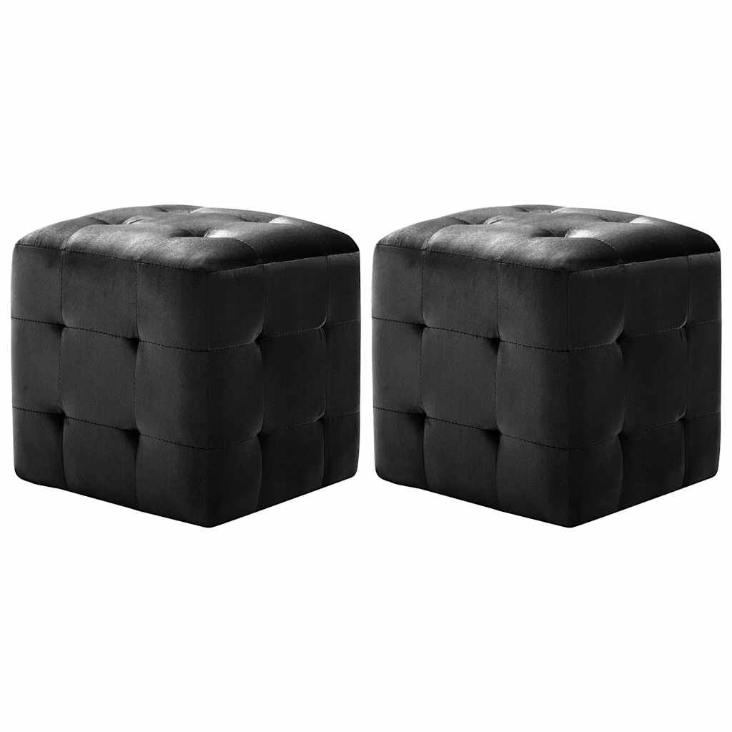 2x Pufa Welurowa Czarna 30x30x30 cm do Salonu