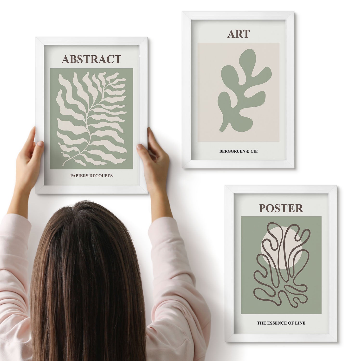 Galeria ścienna 3-częściowy komplet obrazów w białych ramach - Wzory roślinne postery Henri Matisse - ArtPrintCave