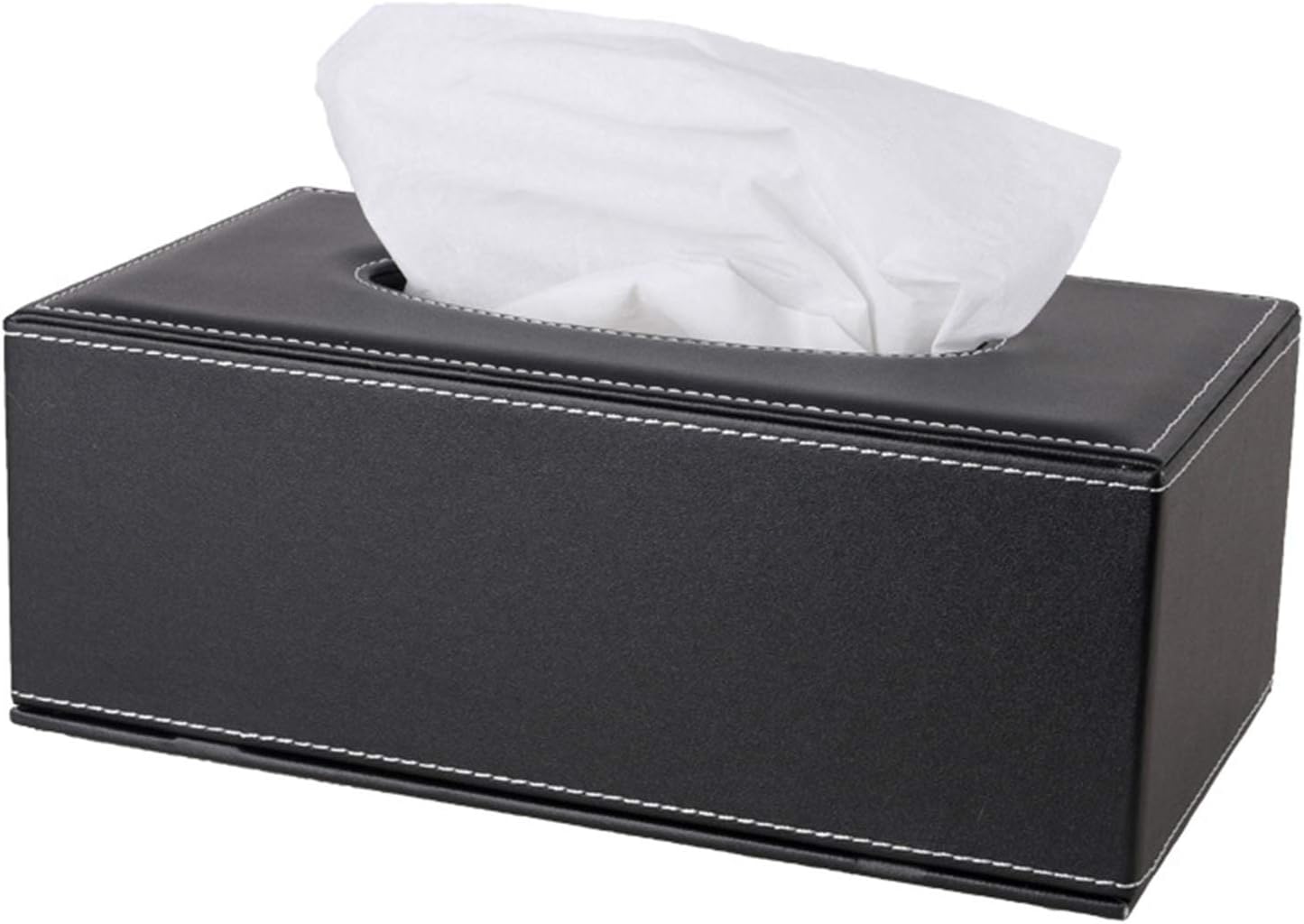 Eleganckie i wysokiej jakości skórzane pudełko na chusteczki - idealne do domu, biura, samochodu itp. - 1 sztuka (czarne)