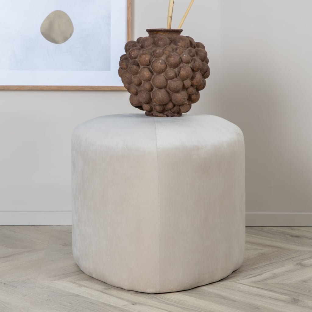 Peg puf, podnóżkiem Ø46cm welur biały.