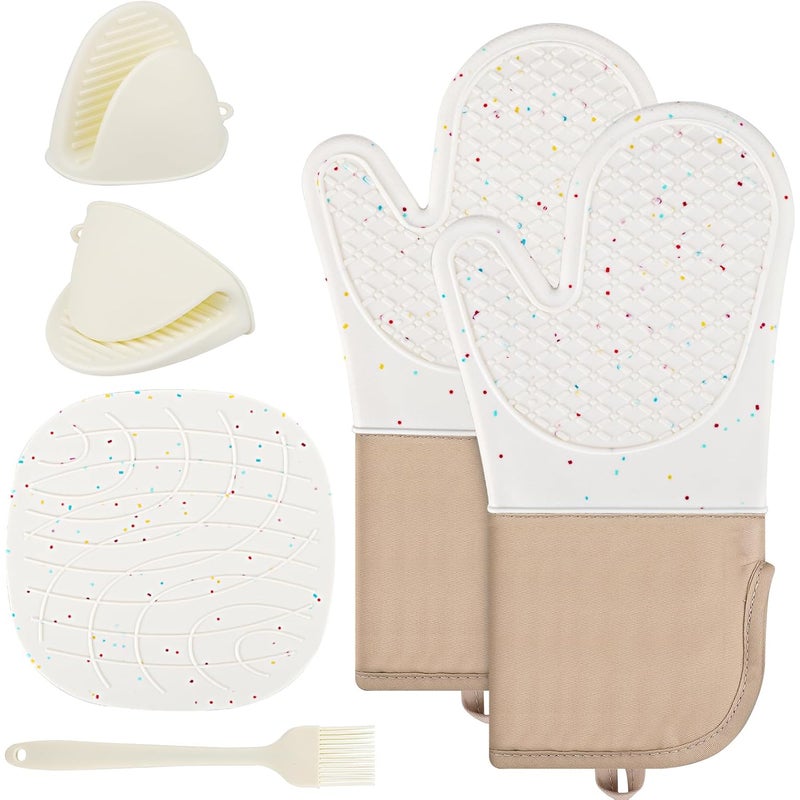 Rękawice kuchenne odporne na wysoką temperaturę (230°C), zestaw 6 silikonowych rękawiczek