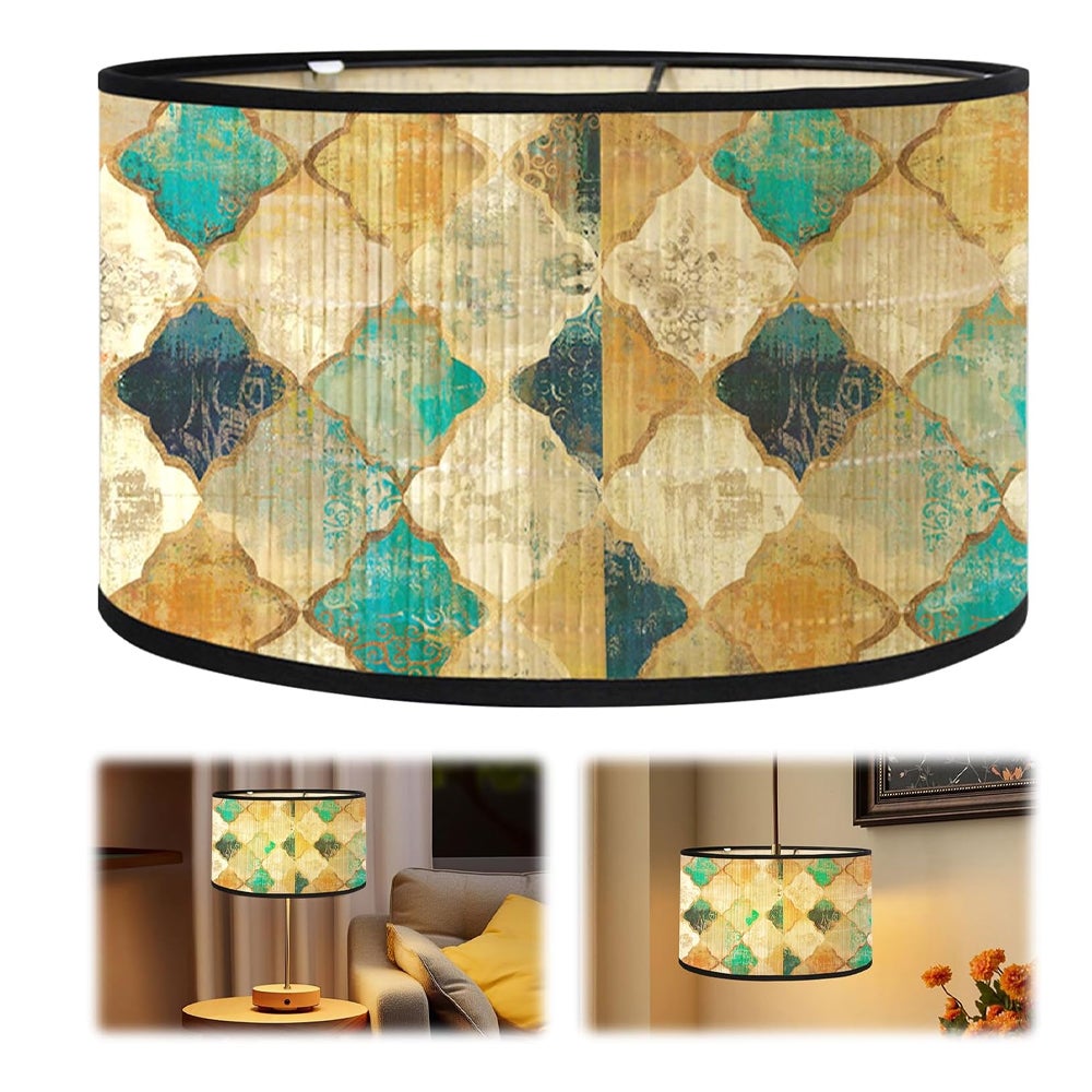 Abażur 30 x 30 x 20 cm Wykonany ręcznie - Styl retro - Do lampy stołowej Gniazdo E27 Do lampy stołowej, podłogowej