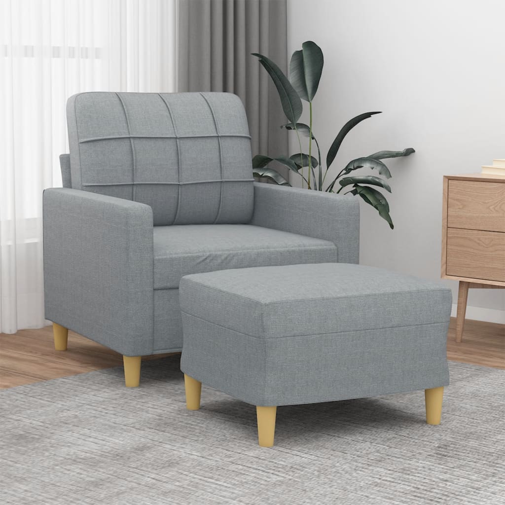 Fotel z podnóżkiem, jasnoszary, 60 cm, obity tkaniną vidaXL