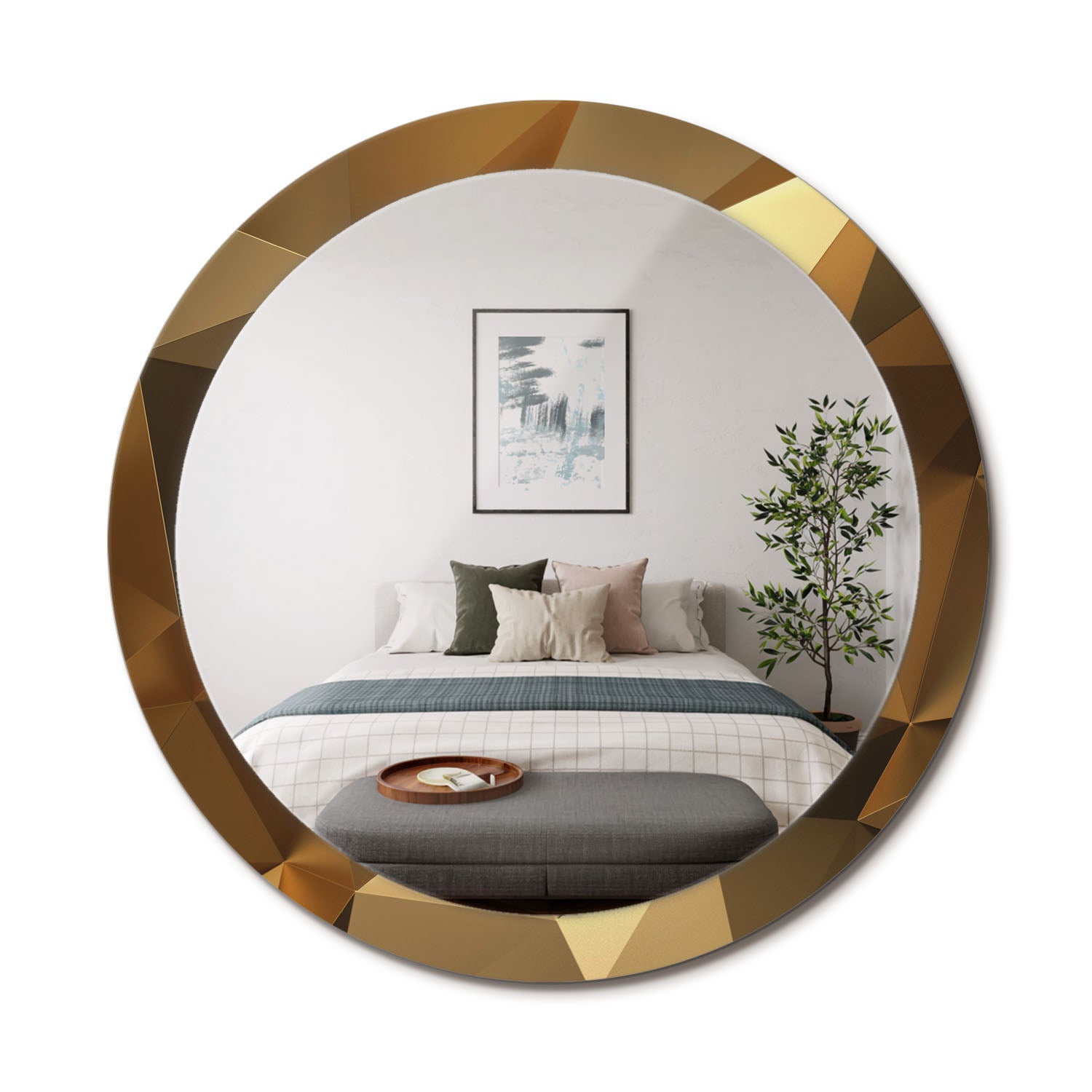 Ekskluzywne lustro ścienne z hartowanego szkła i nadruku Geometryczny wzór - 90 cm - ArtPrintCave